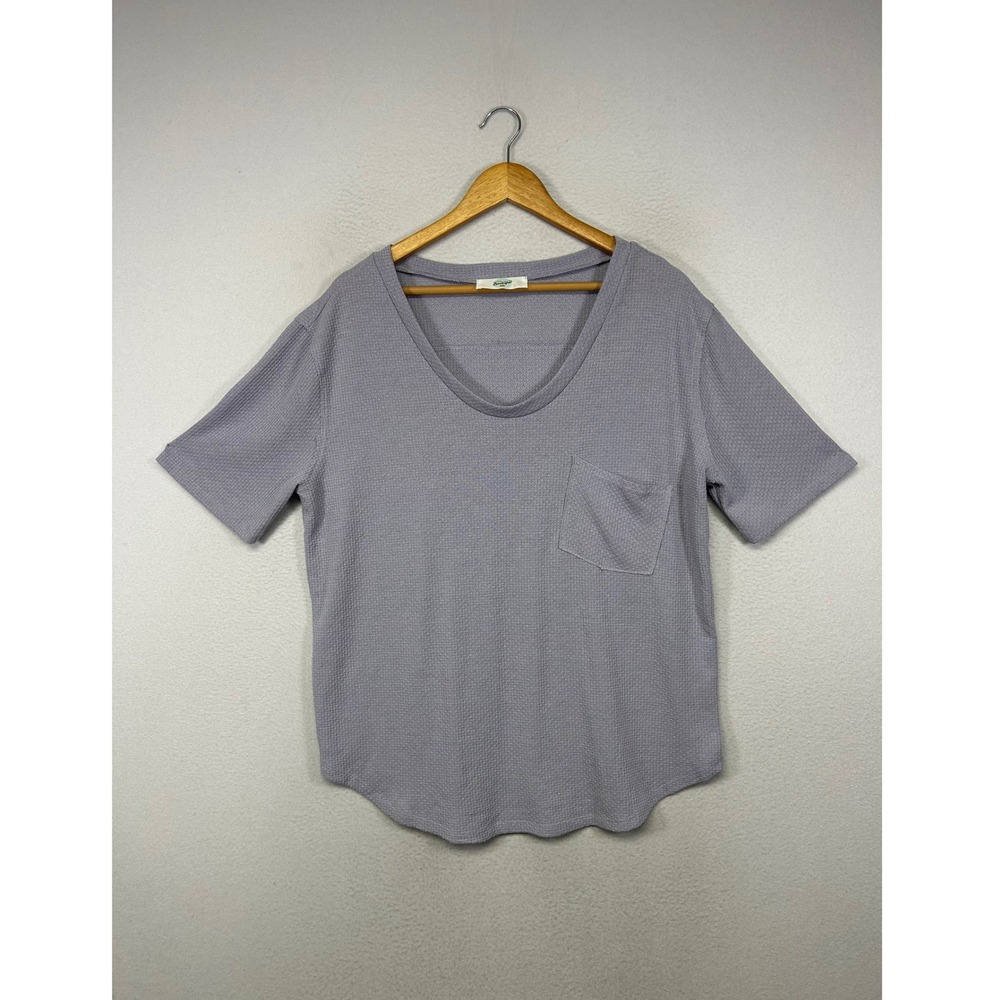 Casual 31:25 Boutique Women Large Lavender Waffle Knit V-Neck Pocket Tee AT16053
